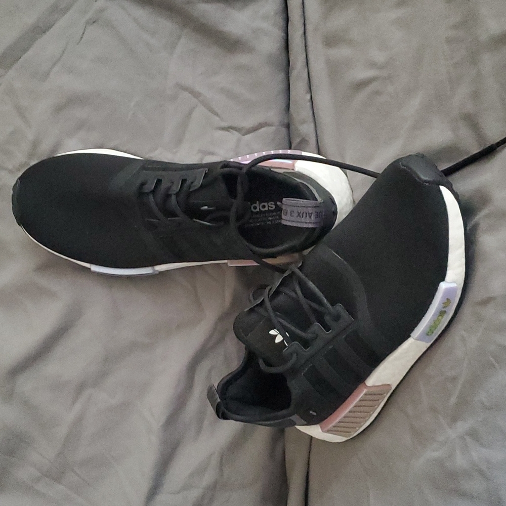Womens adidas NMD R1 Athletic Shoe - Black / Mauve / Lavender